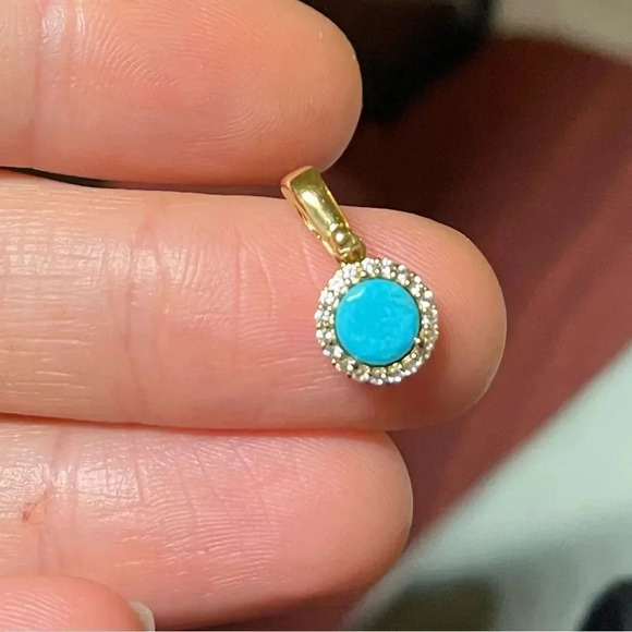 Michael Kors Semi-Precious Sterling Silver Charm - Gold/Turquoise, NWT - Picture 3 of 5